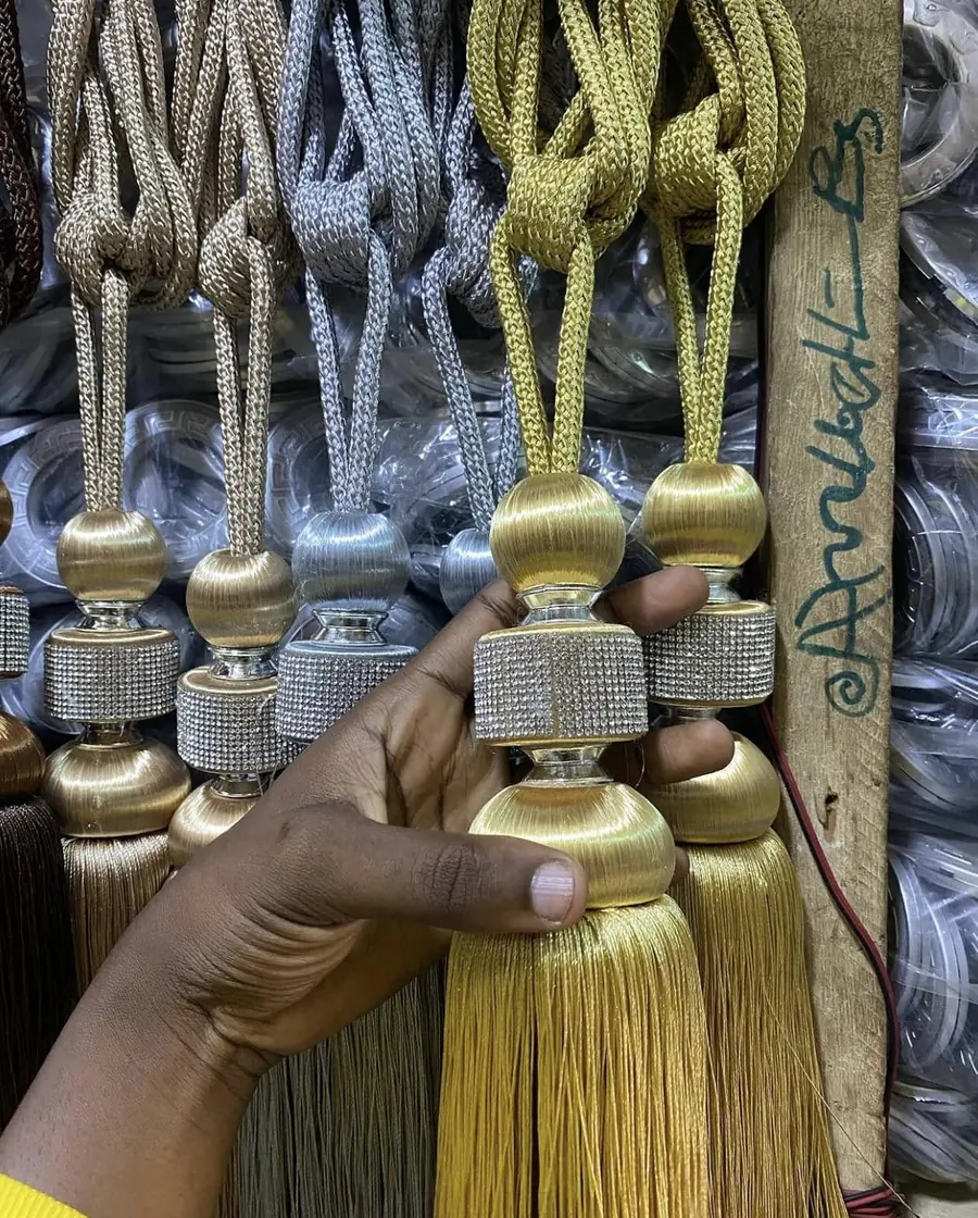 Crystal and gold curtain tassel tie-backs