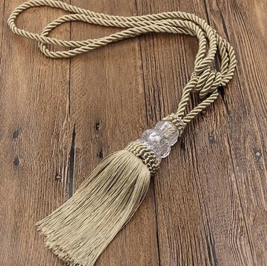 Cream tassel tie-back with crystal