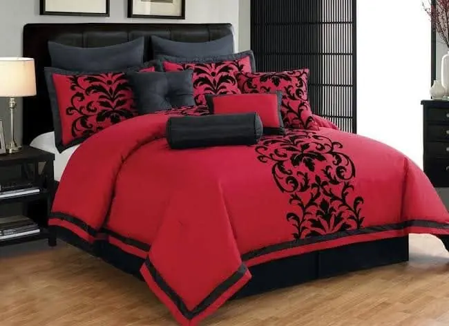 Red and black bedding set