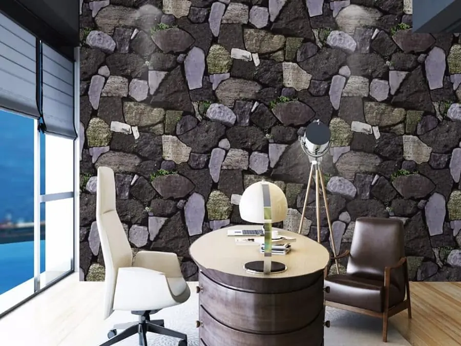 3D stone wallpaper in an office
