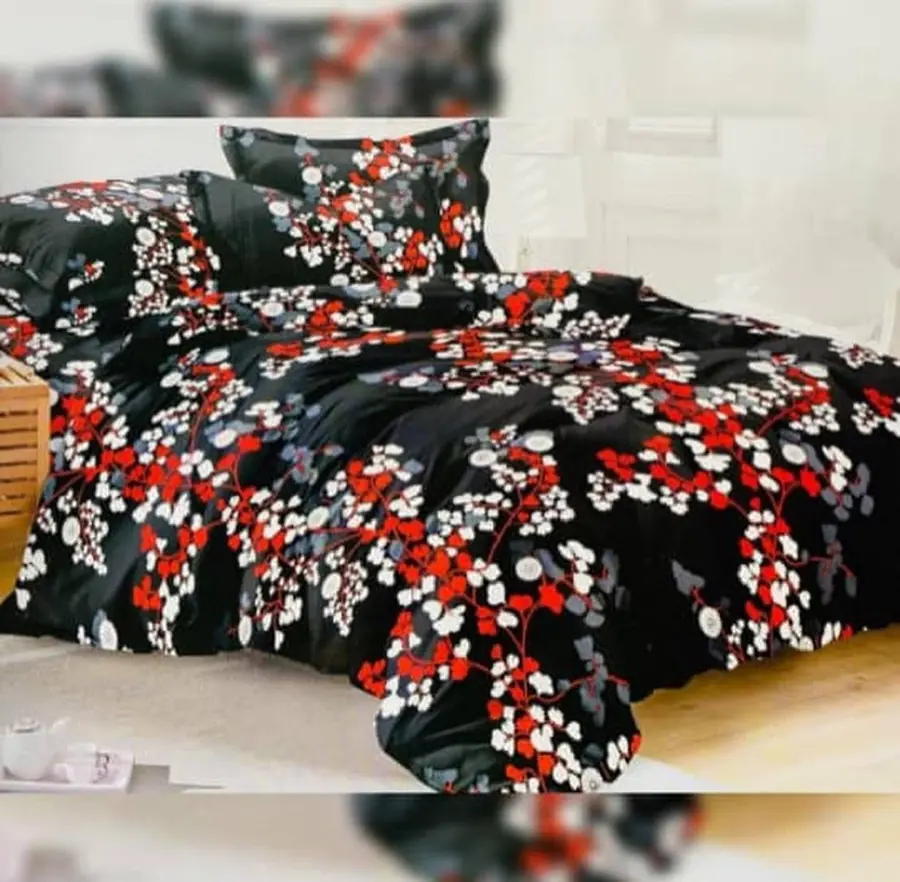 Black and red floral bedding