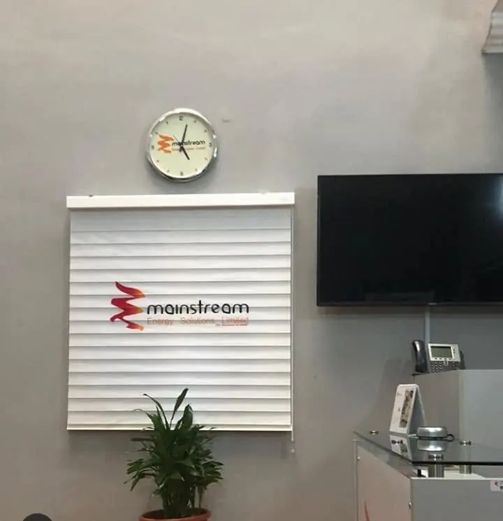 Corporate logo on a roller blind