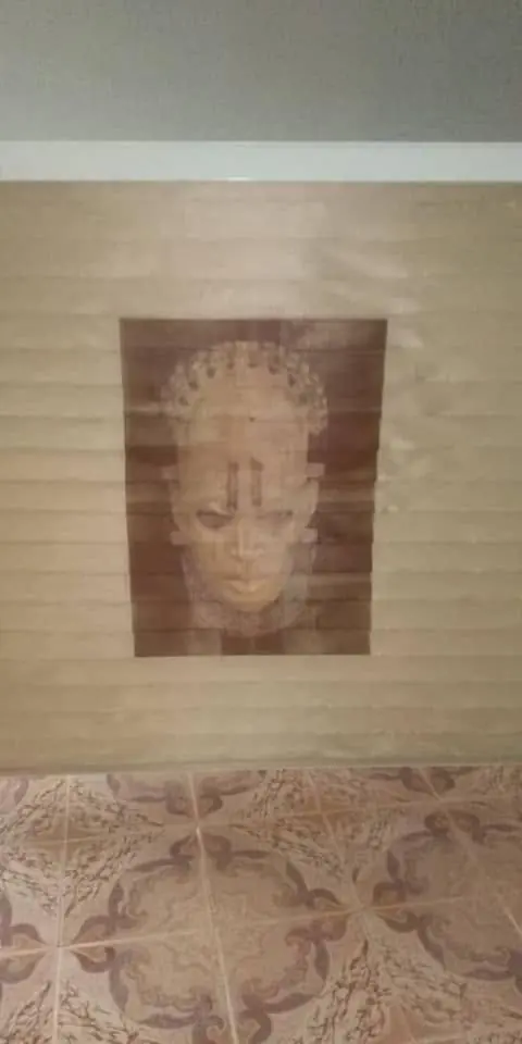 Cultural portrait printed on a blind