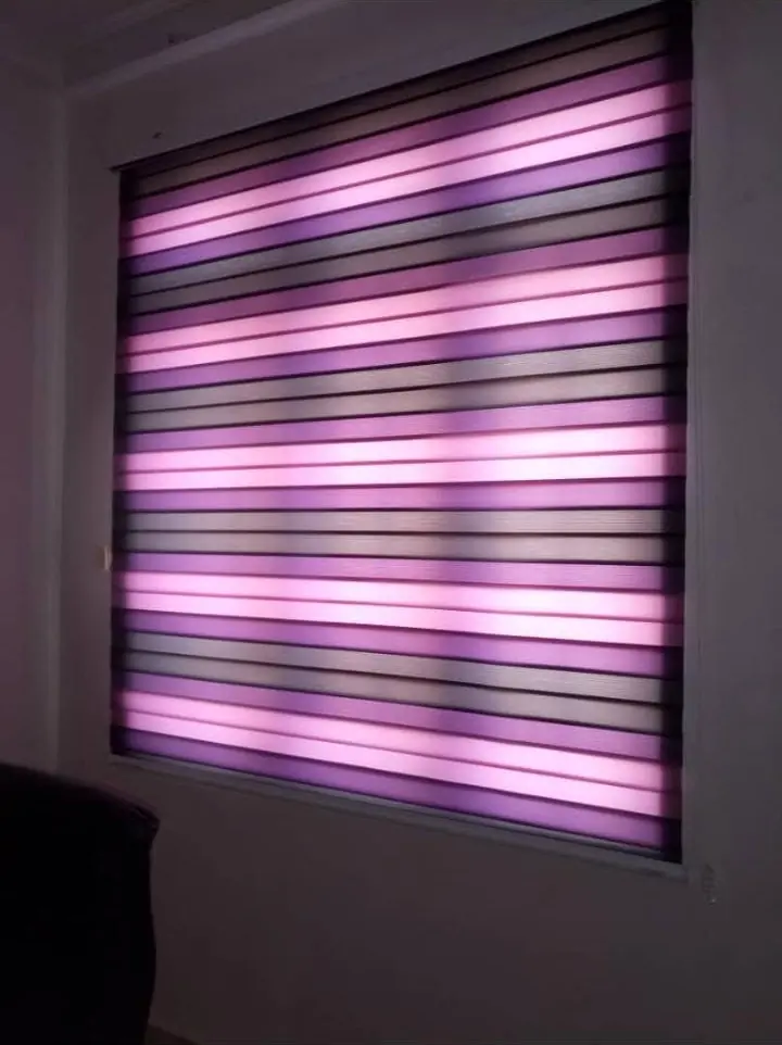 Zebra blind lit in purple