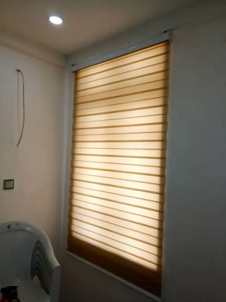 Golden zebra blind glowing in the evening